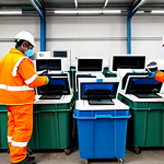 **

"A modern e-waste recycling facility in Portugal, featuring workers in appropriate safety gear sorting discarded electronics, fully clothed, including computers and smartphones. Background shows organized bins and recycling machinery. The scene emphasizes environmental responsibility and job creation. Safe for work, appropriate content, professional, family-friendly, perfect anatomy, correct proportions, natural pose, well-formed hands, proper finger count, natural body proportions, high quality."

**