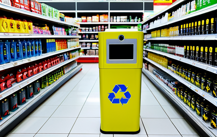 배터리 올바른 폐기 방법 - Battery Collection Point**

"A brightly colored battery recycling bin in a modern supermarket aisle ...