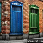 폐현수막 활용법 - **Prompt 1: Urban Upcycled Fashion Statement**