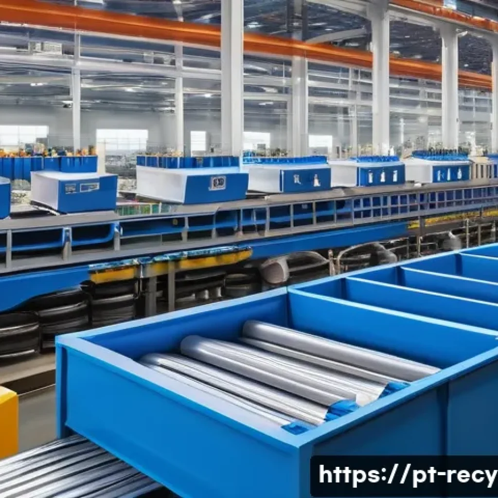 비닐류 재활용 가능 여부 - A detailed, realistic scene of a modern recycling facility specializing in vinyl materials, showing ...